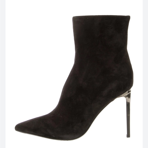 Rag & bone Wes Black Suede Pointed Stiletto Metal Heel Boot size 7.5 - Picture 1 of 9